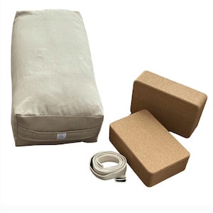 Yoga Bolster, blocks, & strap bundle, Hatha, Iyengar, Restorative  Yoga Pillow, Hamdmade in Canada, yoga bundle, yoga kit.