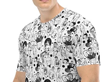 Pin-Up Polka Dots T-Shirt | Gay Pin-Up, Shirtless Men, Sexy Guys, Hand-drawn Patterned Shirt