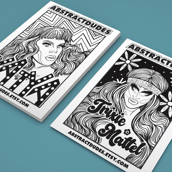 Trixie & Katya Coloring Pages | 2 Adult Coloring Pages, Drag Queen Coloring Book, Drag Race Fan Art, UNHhhh | Instant DIGITAL DOWNLOAD