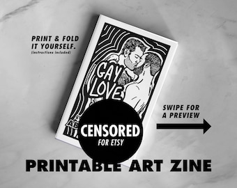 Gay Love Zine: A Mini Gay Art Collection | Single Page Zine, Nude Illustration, Artbook, Printable Queer Zine, Instant DIGITAL DOWNLOAD