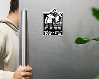 Roommates Magnet | Sexy Magnet, Male Illustration, Abstract Art, Gay Magnets, Decorate Your Refrigerator with Hot Guys