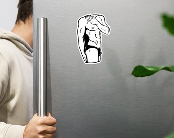 Muscular Torso Magnet | Sexy Magnet, Male Illustration, Abstract Art, Gay Magnets, Decorate Your Refrigerator with Hot Guys