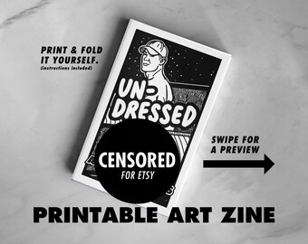 Undressed Zine: A Mini Gay Art Collection | Single Page Zine, Nude Illustration, Artbook, Printable Queer Zine, Instant DIGITAL DOWNLOAD