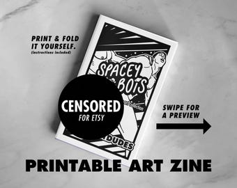 Spacey Bois Zine: A Mini Gay Art Collection | Single Page Zine, Nude Illustration, Artbook, Printable Queer Zine, Instant DIGITAL DOWNLOAD