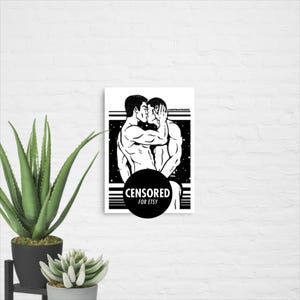 タッチミー | クィア 5 x 7インチ アートプリント、小型ポスター、男性イラスト、ゲイウォールアート、LGBTQ アートプリント