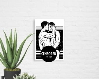 Touch Me | Queer 5x7in Art Print, Small Poster, Male Illustration, Gay Wall Art, LGBTQ Art Prints