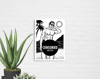 Tropical Trade | Impressão de arte queer 5x7 pol., pôster pequeno, ilustração masculina, arte de parede gay, impressões de arte LGBTQ