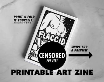 Flaccid Zine: A Mini Gay Art Collection | Single Page Zine, Nude Illustration, Artbook, Printable Queer Zine, Instant DIGITAL DOWNLOAD