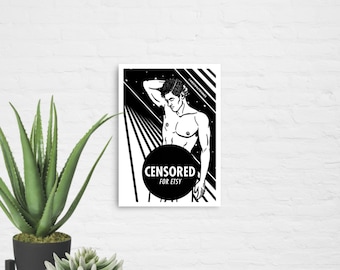 Linear Perspective | Queer 5x7in Art Print, Small Poster, Male Illustration, Gay Wall Art, LGBTQ Art Prints