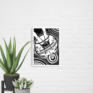 Trapped In His Orbit | Queer 5x7in Art Print, Small Poster, Male Illustration, Gay Wall Art, LGBTQ Art Prints