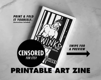 Twinks Zine: A Mini Gay Art Collection | Single Page Zine, Nude Illustration, Artbook, Printable Queer Zine, Instant DIGITAL DOWNLOAD
