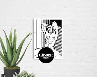 Wistful Relaxation | Queer 5x7in Art Print, Small Poster, Male Illustration, Gay Wall Art, LGBTQ Art Prints