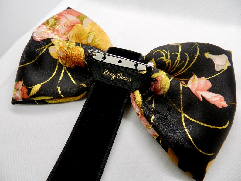 Fashion bow Woman brooch Black gold bow Cute bow Lovely pin Pin brooch Brocade bow Special occasion bow Pattern bow Unique gift
