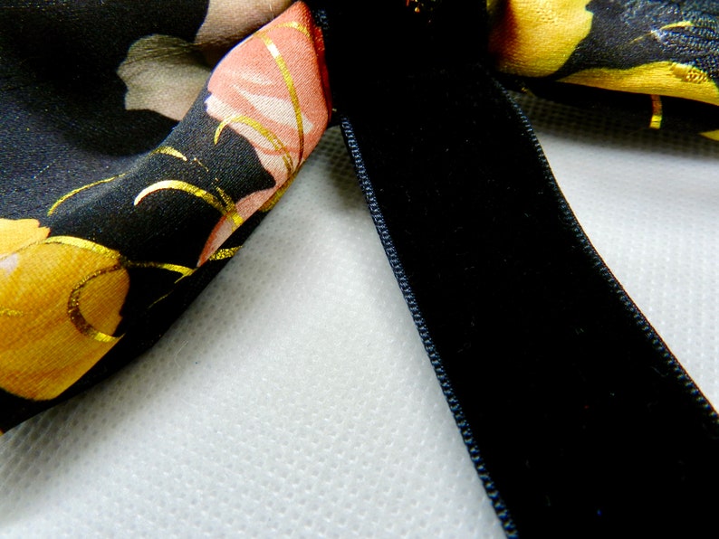 Fashion bow Woman brooch Black gold bow Cute bow Lovely pin Pin brooch Brocade bow Special occasion bow Pattern bow Unique gift