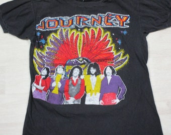Vintage 1970's Journey Concert T Shirt (S) Parking Lot Single Stitch Bootleg Glitter Print Steve Perry Band