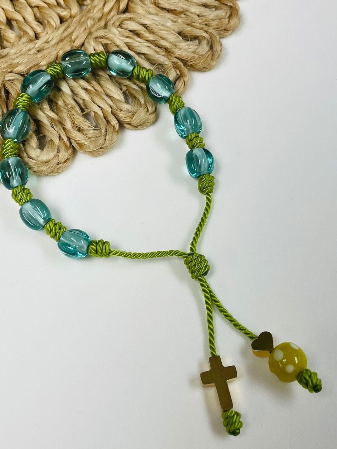 Rosario Decenario Artesanal Con Cuentas De Cristal Y Detalles ...