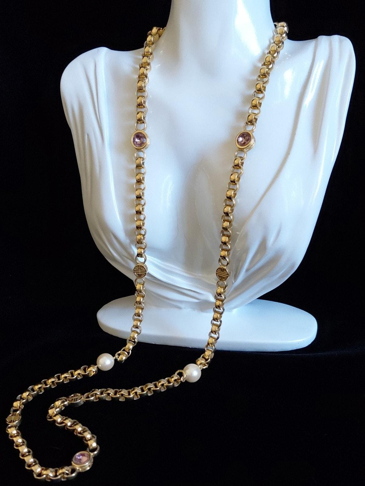 ジバンシー　パールチェーンマルチストランド　フラワー　ネックレス　44454 Vintage Givenchy Pearl Necklace - Etsy