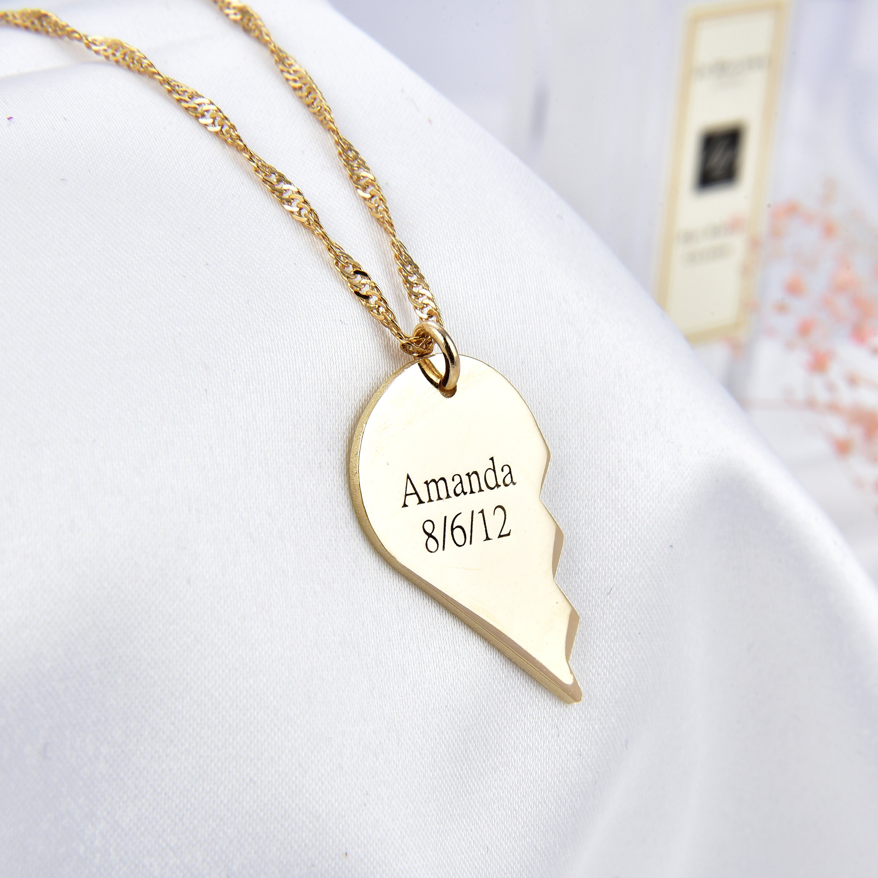 Split Heart Necklace - Etsy