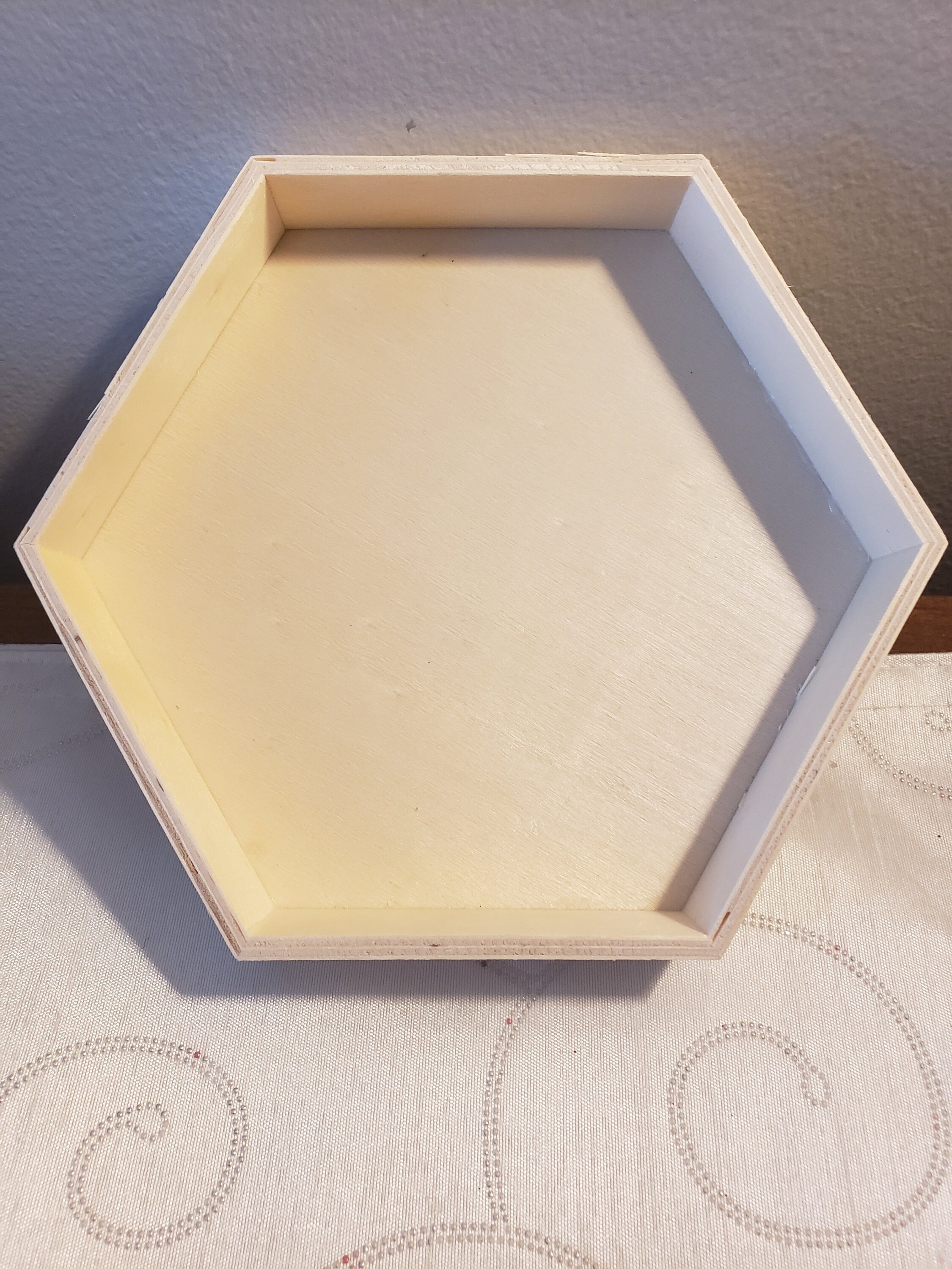 Hexagon wood crystal display set of 3 wood trays craft tray Etsy