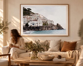 Amalfi Coast Printable Photo: Amalfi Italy Landscape, Large Horizontal Coastal Wall Art | Digital Download