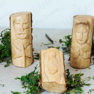 Nativity in hand-carved wood - mini version for crib