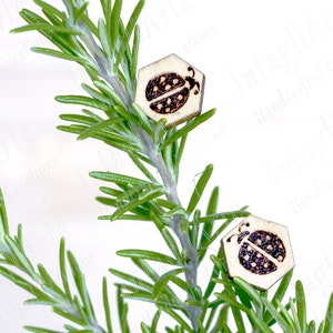 Boucles d'oreilles en bois _ Abeilles et coccinelles