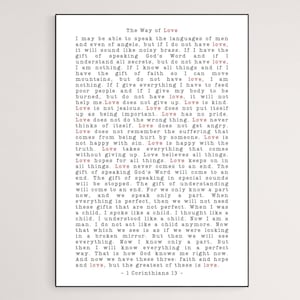 1 CORINTHIANS 13 | Love Is Patient | If I Have Not Love | Christian Print | Christian Typography | Modern Print | Personalised Translation