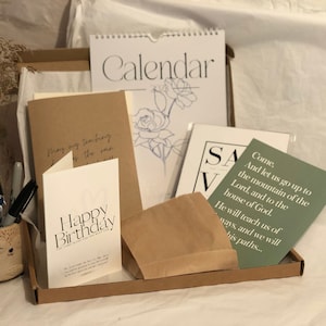 Christian Birthday Gift Box | Letterbox Birthday Gift For Her | Christian Gift Ideas For Her | A5 Notebook, 2023 Calendar | Letterbox Gift