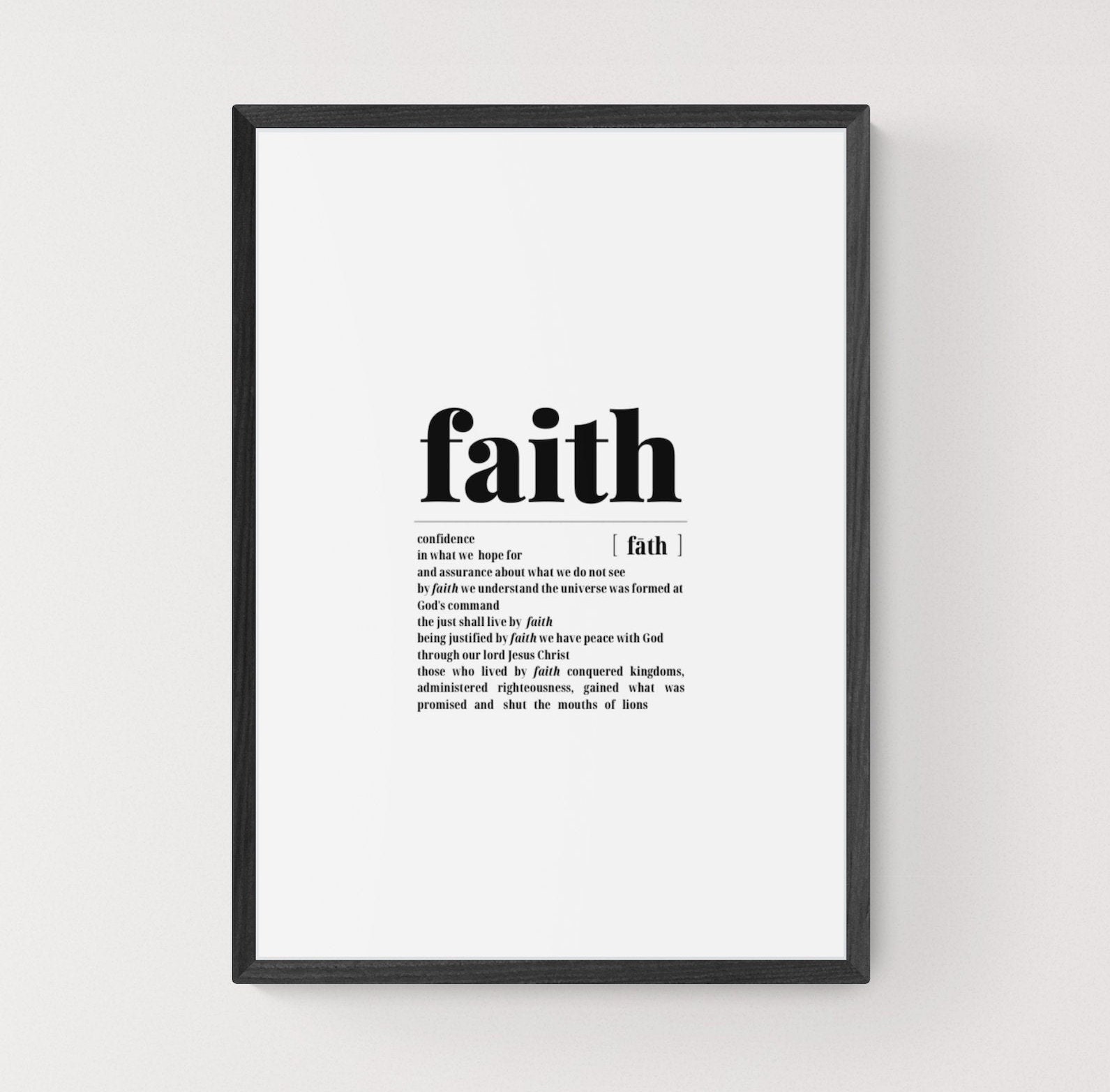 FAITH Typography Print Dictionary Style Definition of Faith Modern and