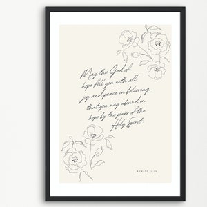 ABOUND IN HOPE | Joy and Peace | Modern Minimalist Christian Art Print | Scripture Print | Romans 15:13 | Christian Home Decor | God of Hope