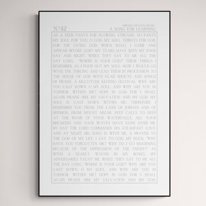 PSALM 42 | Dürsten nach Gott in Schwierigkeiten | Moderne minimal christliche Kunstdruck | Bibelzitat | Schriftkunst | Wie Die Hirsch Hosen Für Das Wasser