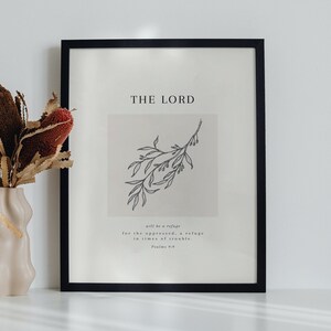 A Refuge In Times Of Trouble | Psalms 9:9 | The Lord Will Be A Refuge For The Oppressed | Modern Minimalist Christian Print | Comforter