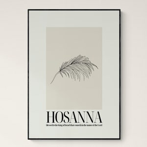 HOSANNA | Modern Christian print | Bible Verse Scripture | Minimalist Christian print | Palm Leaf Art | Hosanna print | Easter art print