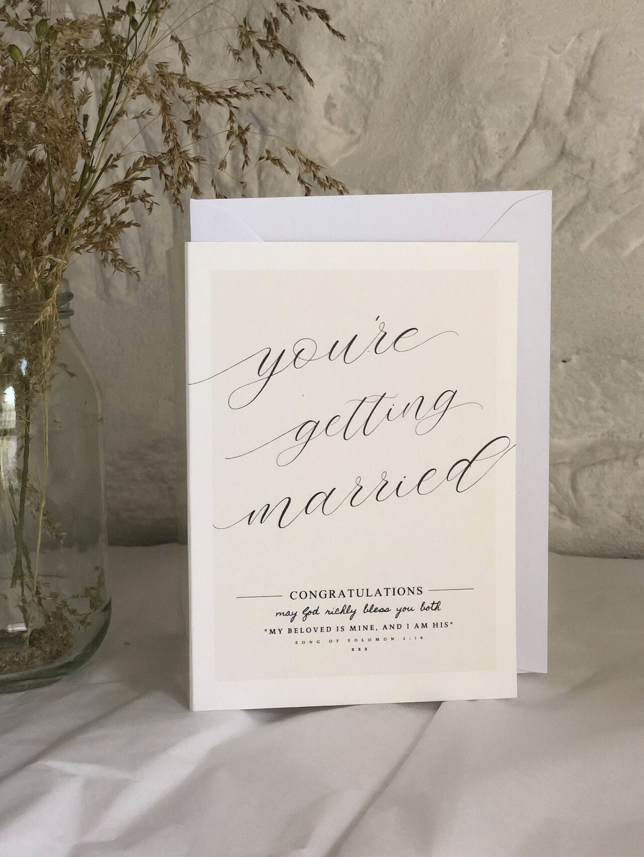 You're Getting Married | Christian Engagement Card | My Beloved Is Mine, And I Am His | Song of Solomon | God Bless | Christian Wedding Card