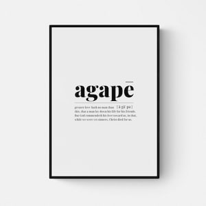 AGAPE | Christian Typography Print | Christian Modern Wall Art | Agape | Definition Print | Agape Scripture Reference Print | Minimalist Art