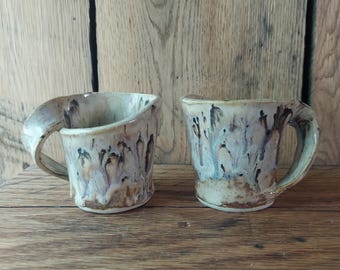 Mug Shots! Espresso Mugs, Swirl Handles, Rustic Glaze, Set of Two hand built