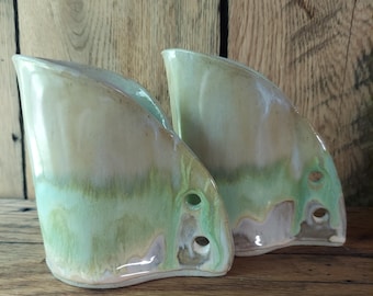 White Stoneware Serving Cruets: Olive Oil, Syrup, Creamer - Set of 2