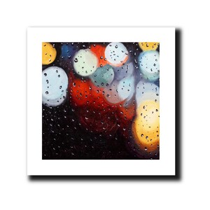 Night Lights - Limited Edition Giclée Print of lights at night through rainy window