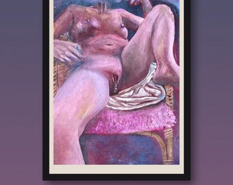 She owes you nothing – feminist art print A4/A3, nude art, female body, alternative wall art