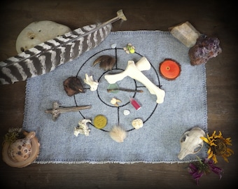 Bone throwing kit, Hand crafted, made to order, one of a kind! divination, osteomancy, voodoo, hoodoo. pagan country magic.