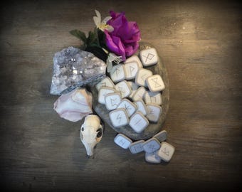 Hand crafted Elder Futhark runes, made to order, blessed for the buyer. Odin runes, Viking, Norse, wicca, divination, magick