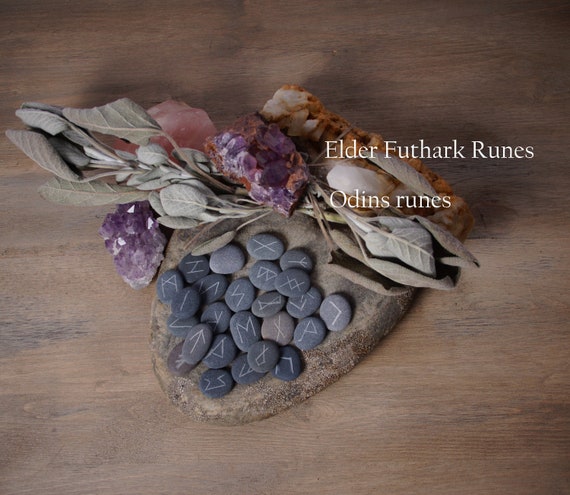 Hand crafted, small elder futhark runes, odin runes, hand collected, carved, made to order, charged for healing & divination for buyer!!