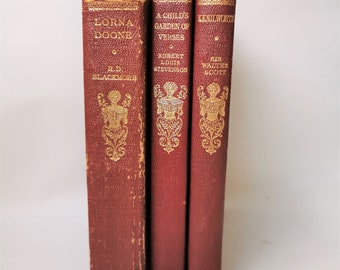 Bibliothek der Klassiker Illustriertes Vintage Literatur Buch Bündel (1940) Kenilworth, Garden of Verses, Lorna Doone