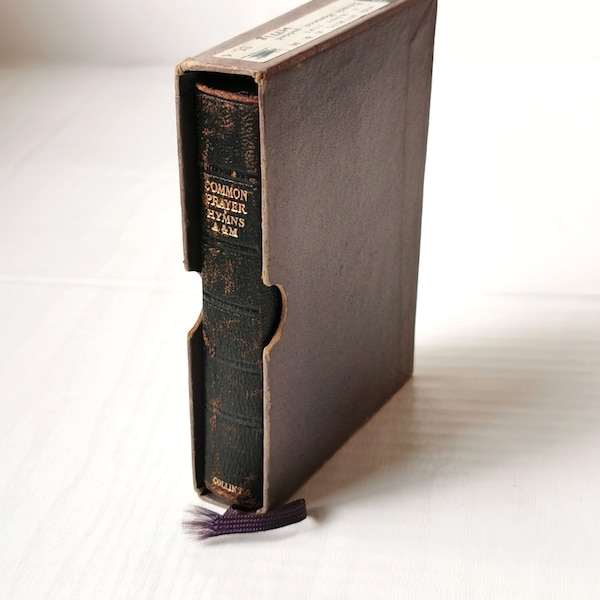 Vintage Book of Common Prayer (1930er Jahre) Dekoratives französisches Marokko-Leder-Gebetsbuch in Original-Präsentationsbox