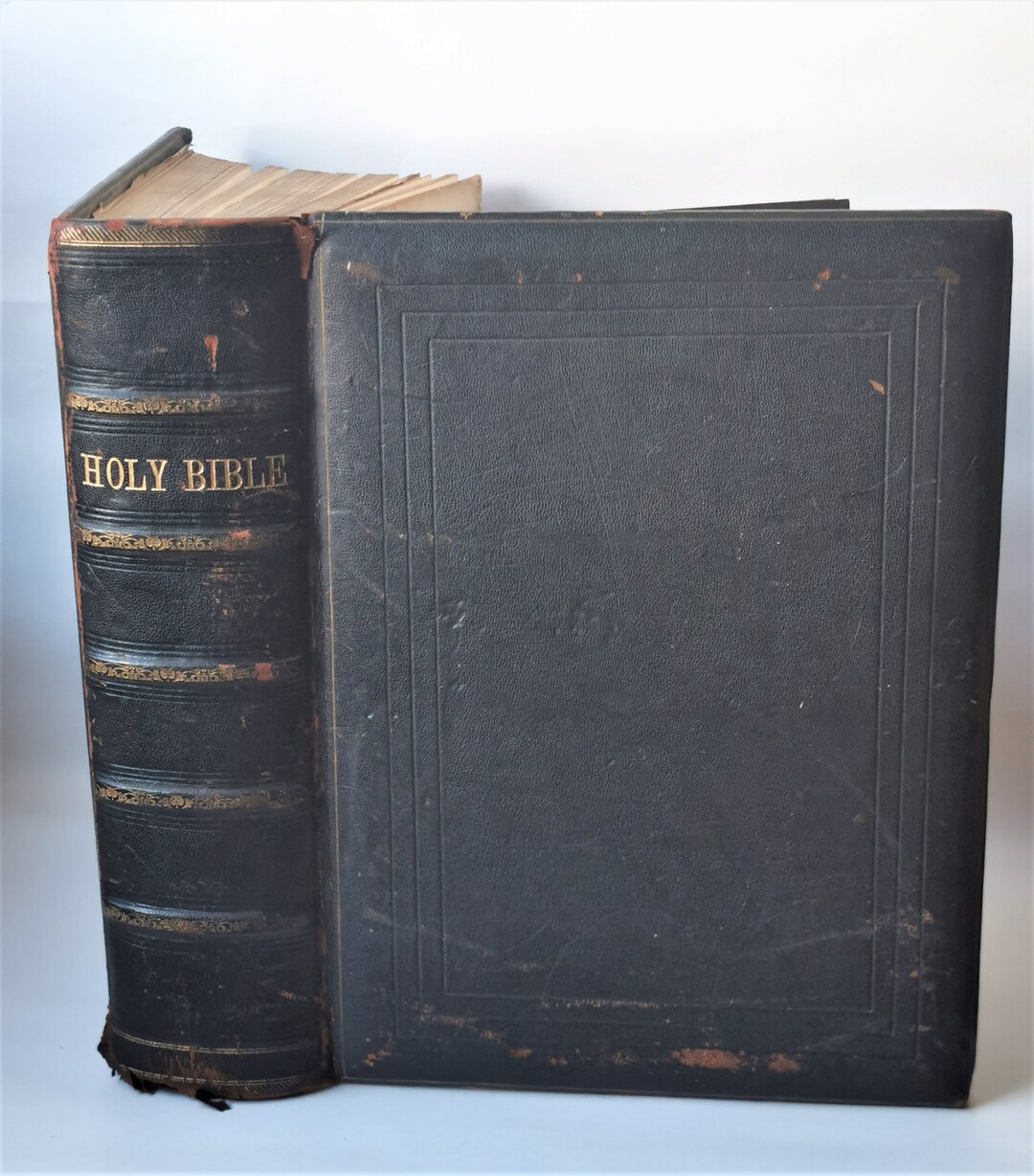 アンティーク聖書 アンティーク聖書（1880年頃）ブラウンズ自訳図解装飾大型革製