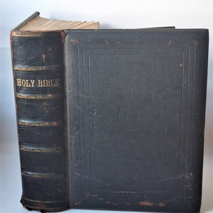 Antique Holy Bible (c. 1880) Browns Self Interpreting Illustrated Decorative Large Leather Family Bible