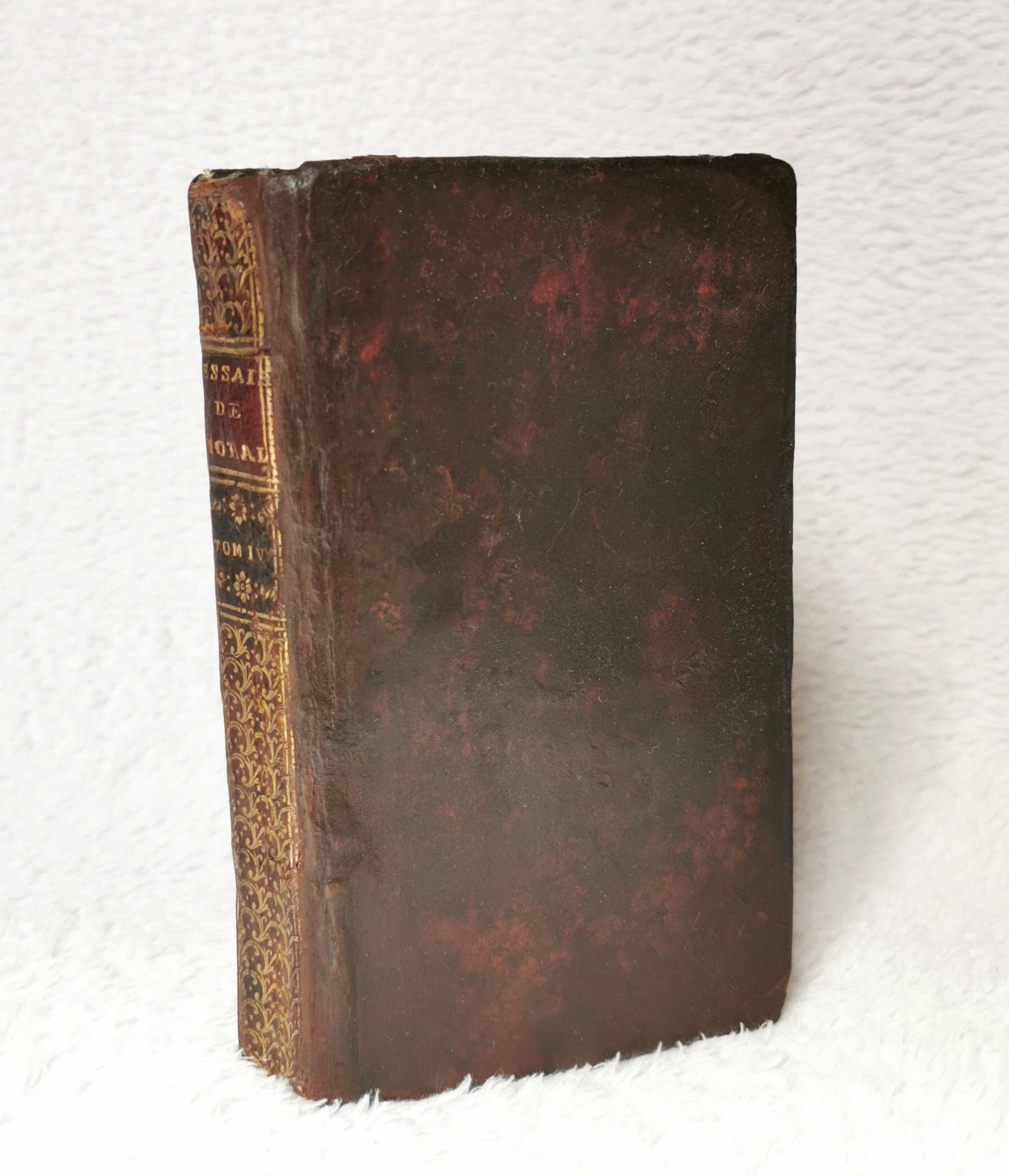 Essais de Morale (1736) Tome IV, 18th Century Rare French Antique Marbled Book