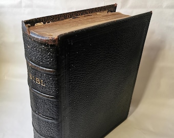 Antique Holy Bible (1860s) Large Decorative Leather Welsh Family Bible, Y Bibl