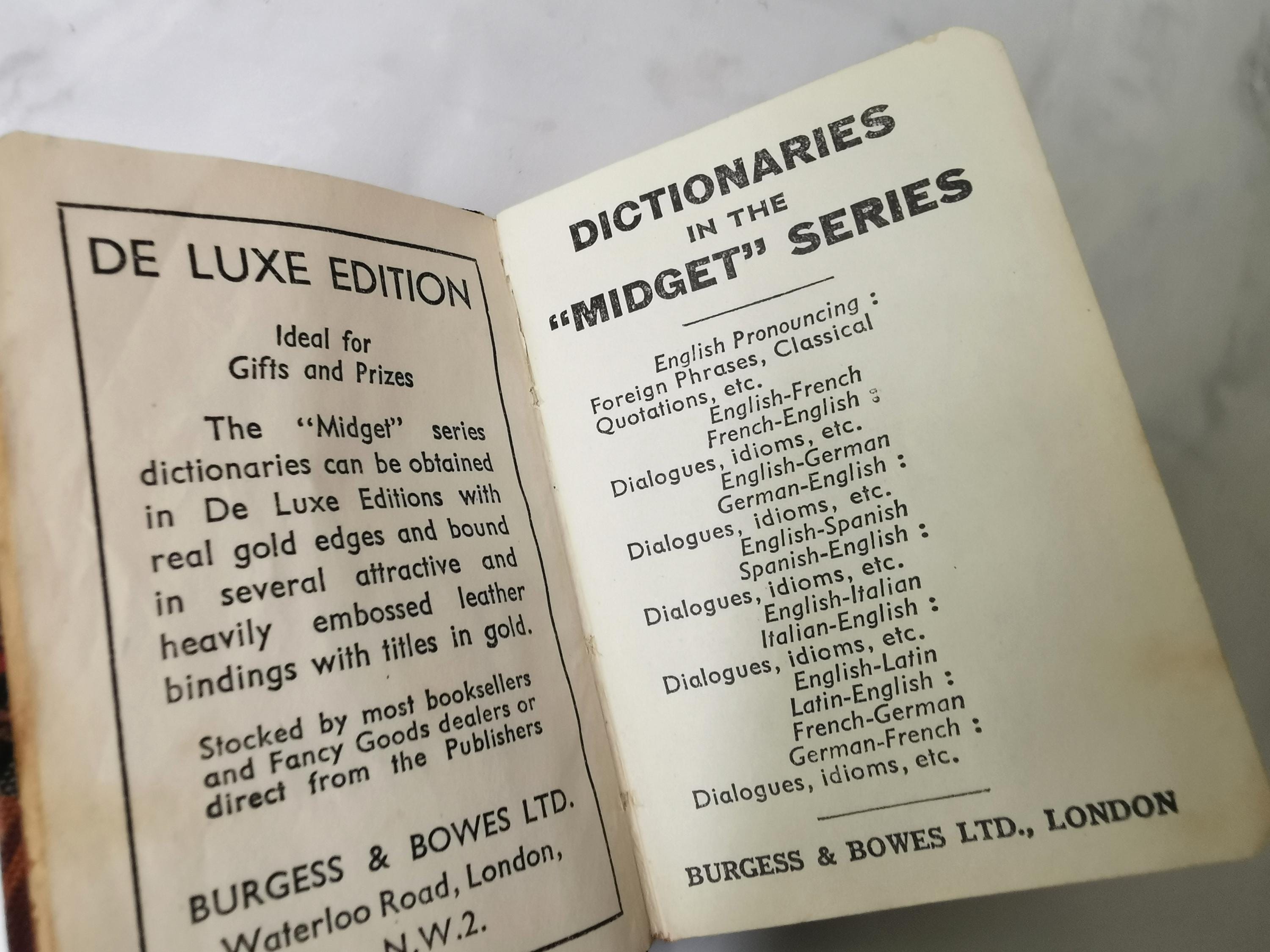 豆本 BURGESS & BOWES MIDGET Dictionary English Midget Dictionary in Tartan (1960s) Burgess & Bowes