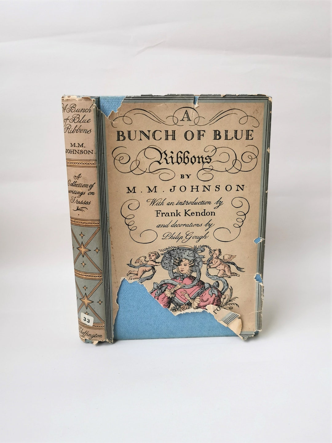 A Bunch of Blue Ribbons 1951 Johnson, First Edition Original Dust Jacket  Decorative Vintage Blue Poetry Book 